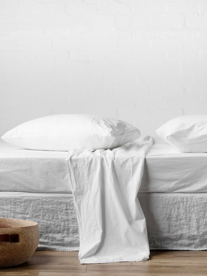 Nordic White Portuguese Cotton Sheet Set
