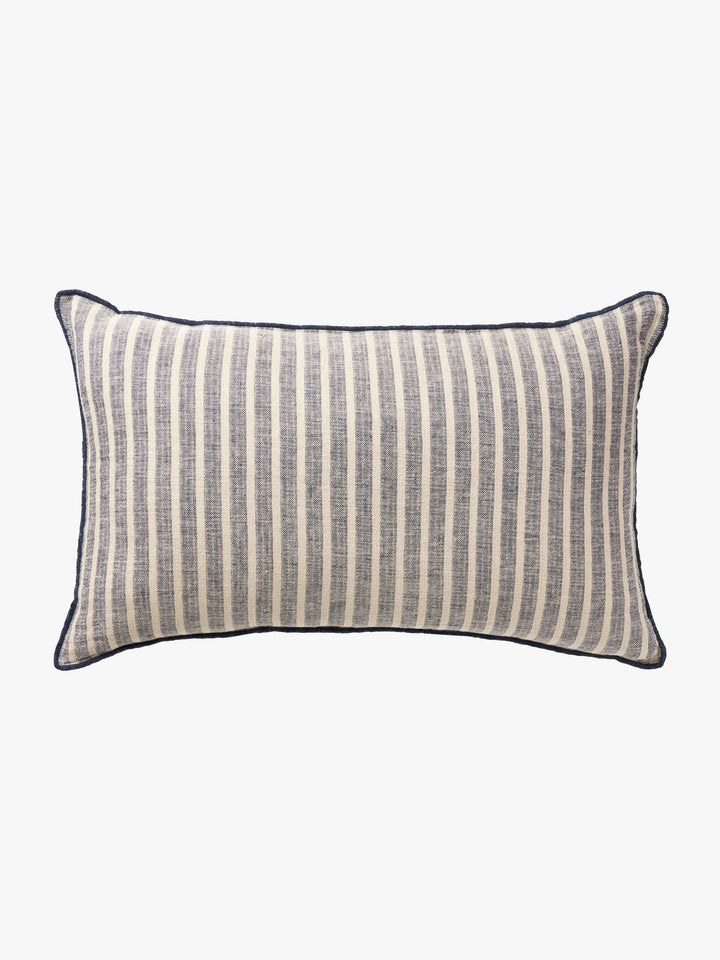 Ava Indigo Stripe Pure Linen Rectangle Cushion