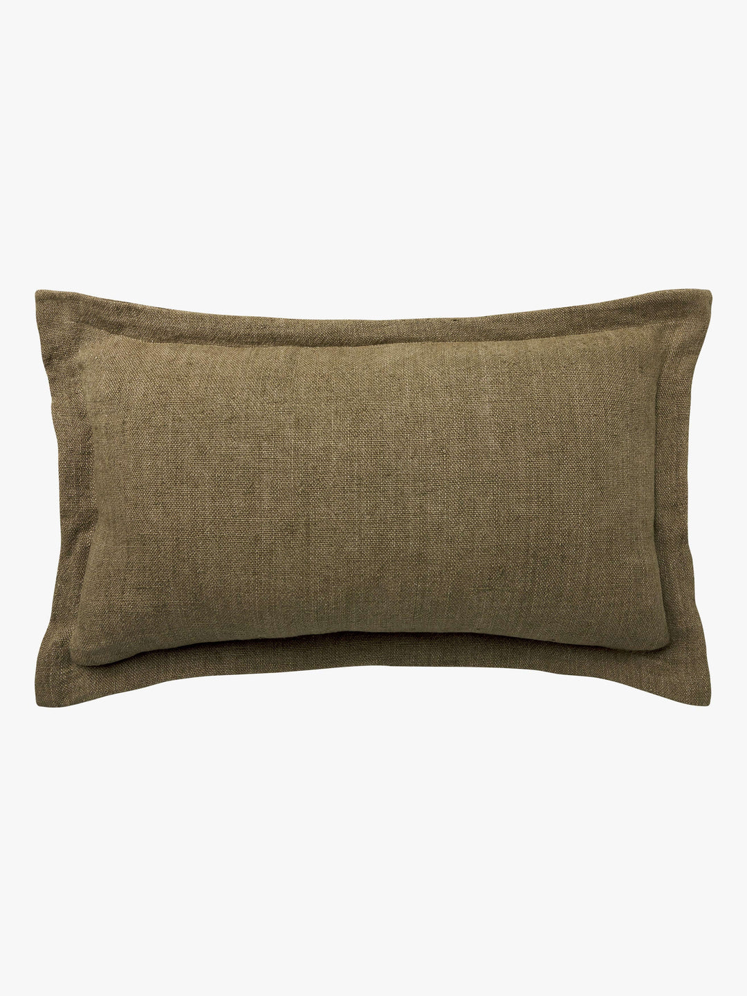 Burton Khaki Tailored Rectangle Heavy Linen Cushion