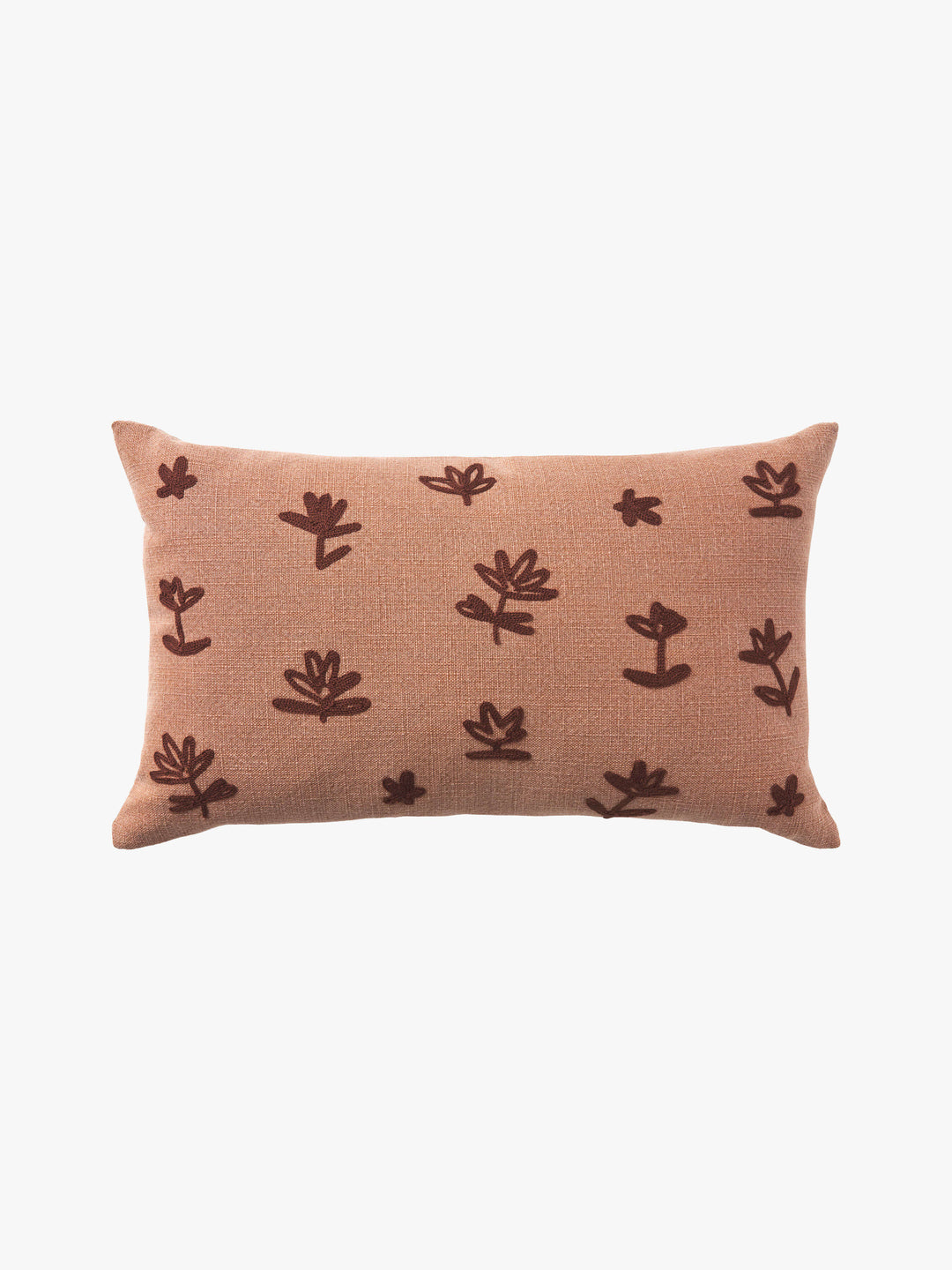 Fleur Clay Embroidered Linen & Cotton Cushion
