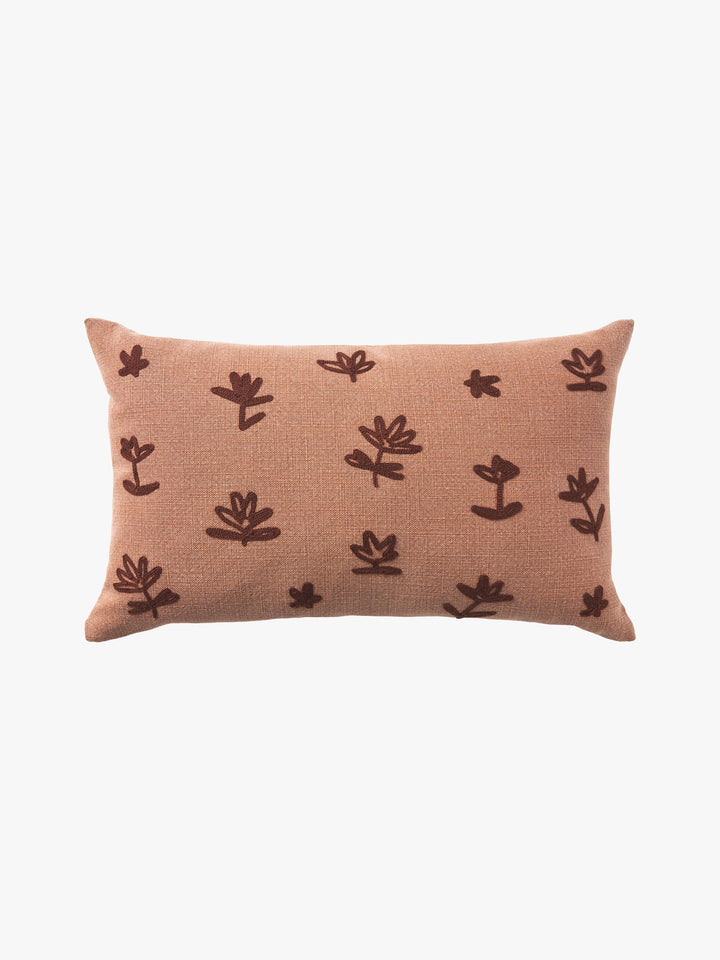 Fleur Clay Embroidered Linen & Cotton Cushion