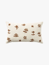 Fleur Nougat Embroidered Linen & Cotton Cushion