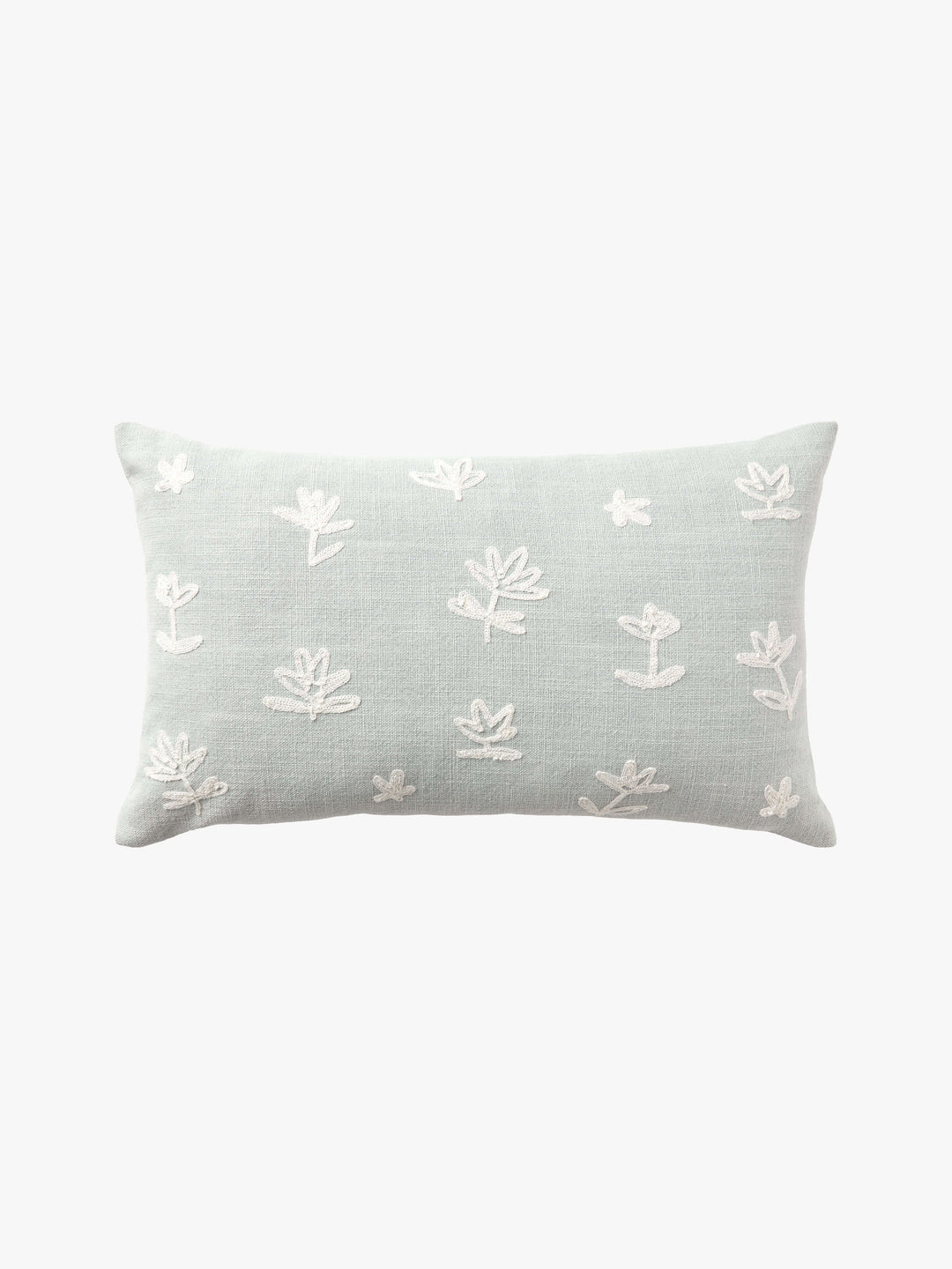 Fleur Sky Embroidered Linen & Cotton Cushion