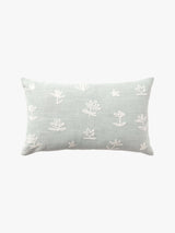 Fleur Sky Embroidered Linen & Cotton Cushion