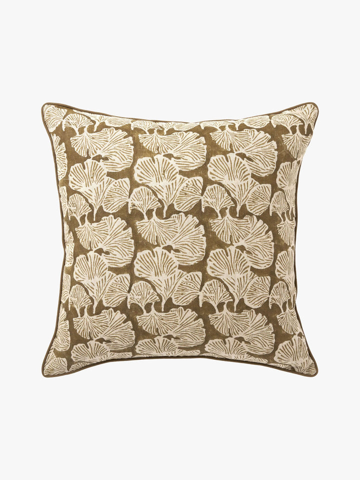 Ginkgo Khaki Linen Cushion