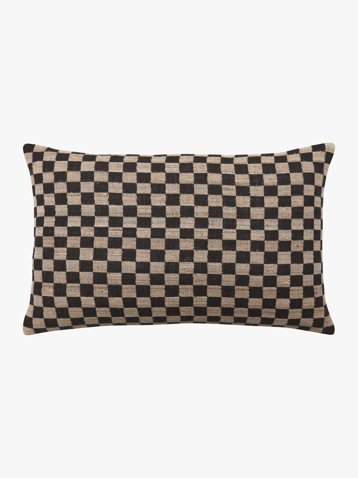 Matteo Black Rectangle Wool & Silk Cushion