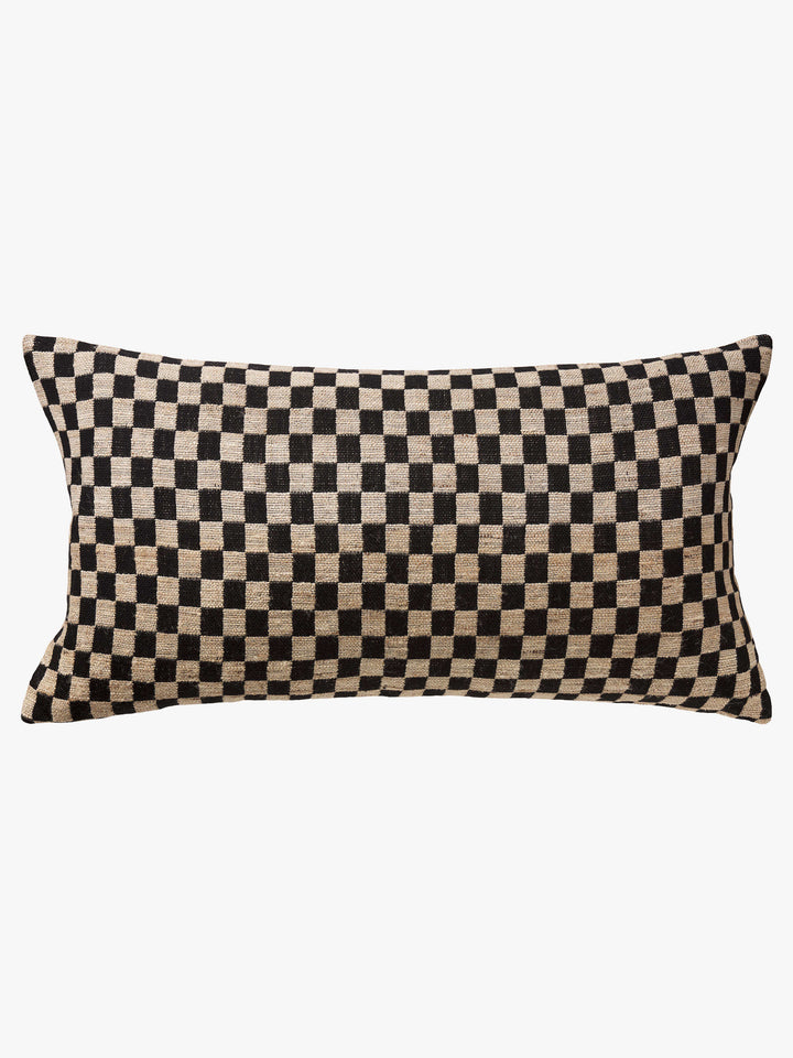 Matteo Black Wool & Silk Lumbar Cushion