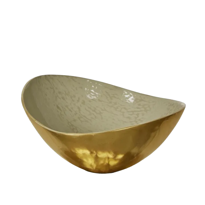 Elsa Curved Bowl Beige Gloss Large