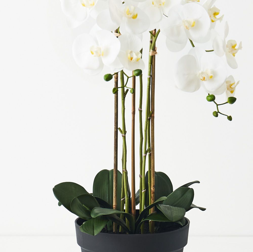 Large artificial white phalaenopsis orchid in pot 100cm – view 2