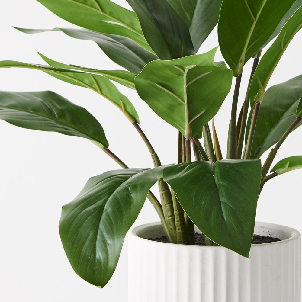 Artificial philodendron plant in white pot 44cm – view 2