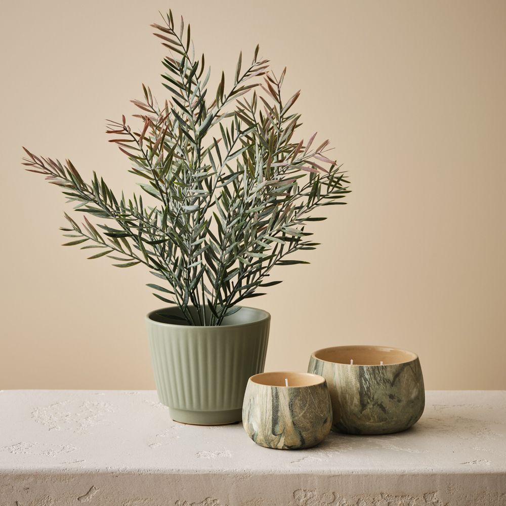 Artificial acacia leaf plant 43cm, grey and pink – view 3