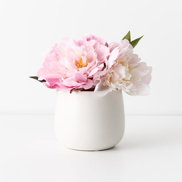 Artificial pink peonies in ceramic pot 22cm