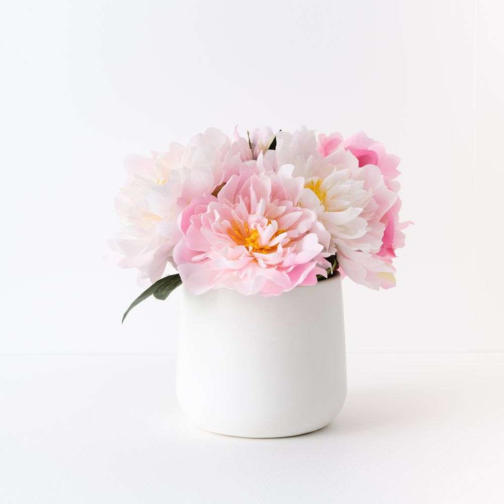 Artificial pink peonies in ceramic pot 30cm