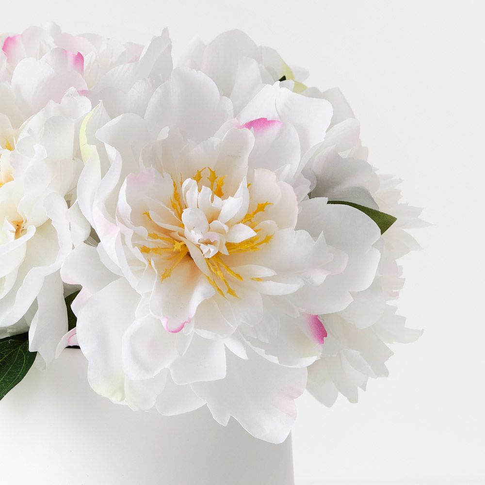Artificial white peonies in ceramic pot 30cm – view 2