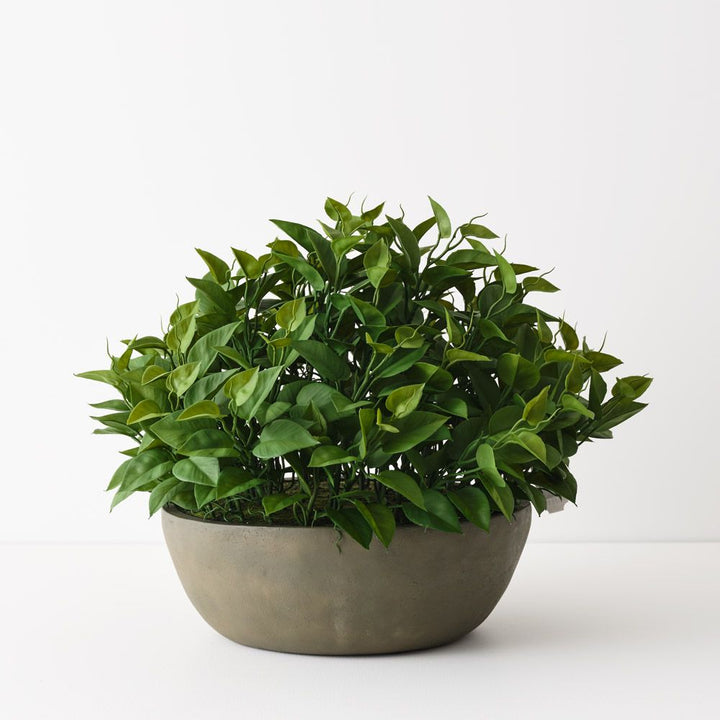 Artificial philodendron plant in khaki bowl 48cm