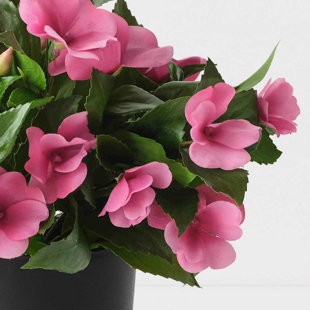 Artificial hot pink impatiens plant 28cm – view 2