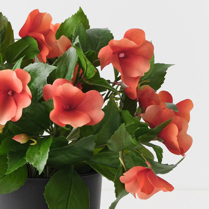 Artificial orange impatiens plant 28cm – view 2