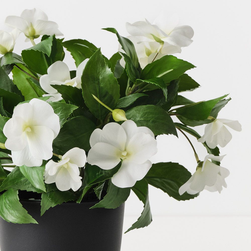 Artificial white impatiens plant 28cm – view 2