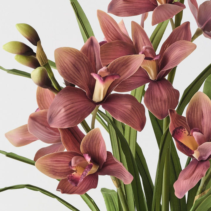 Artificial mauve cymbidium orchid plant 69cm – view 2