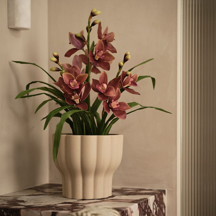 Artificial mauve cymbidium orchid plant 69cm – view 3