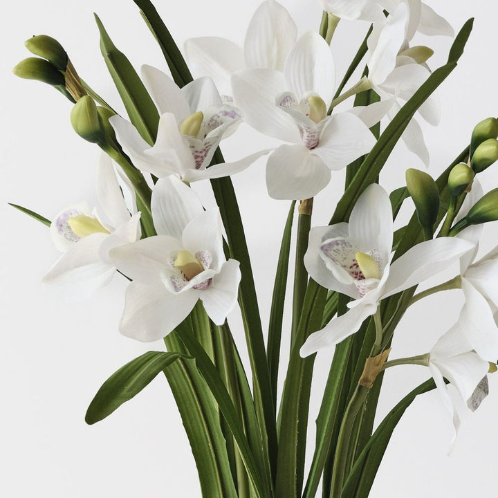 Artificial white cymbidium orchid plant 69cm – view 2