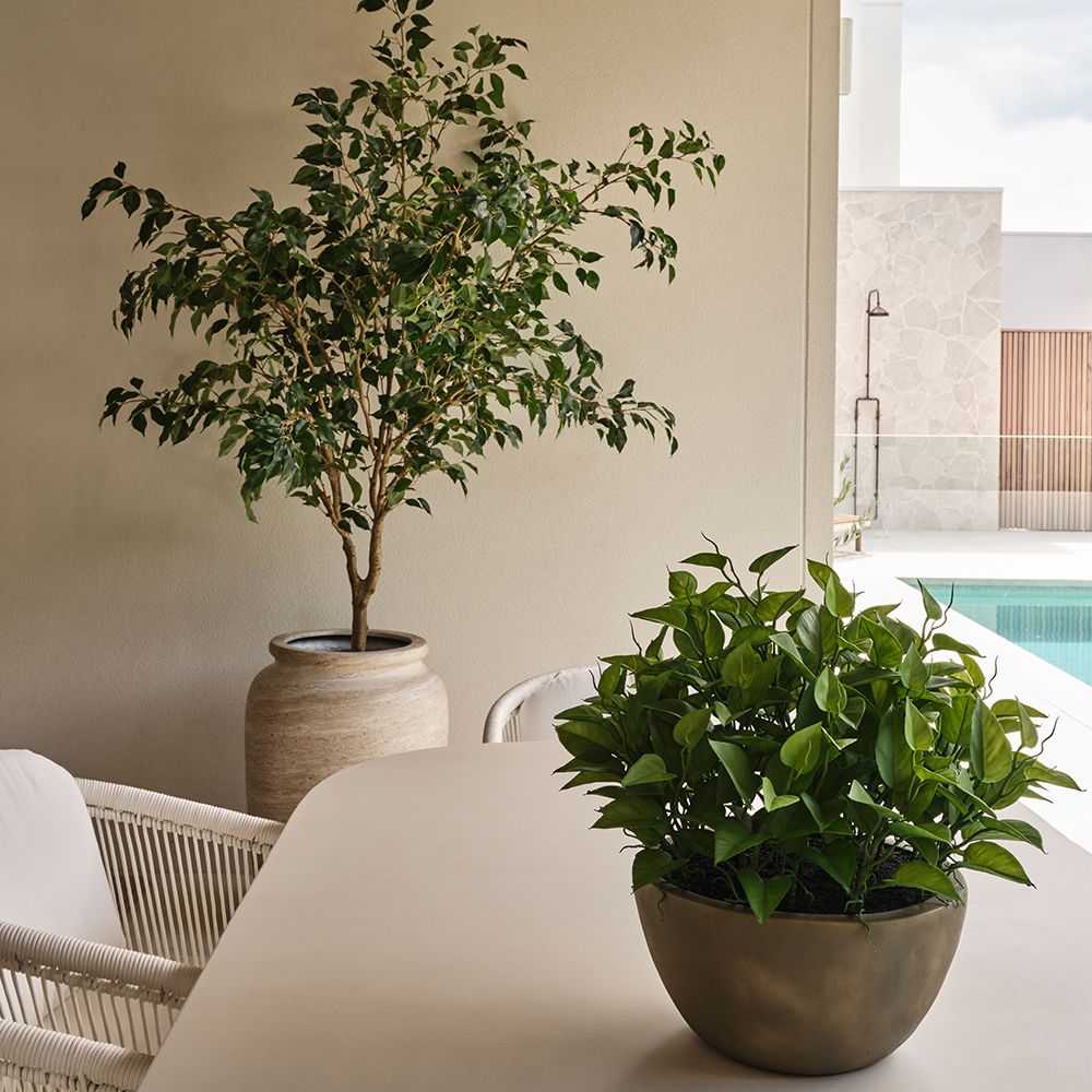 Artificial philodendron plant in bowl 43cm – view 3