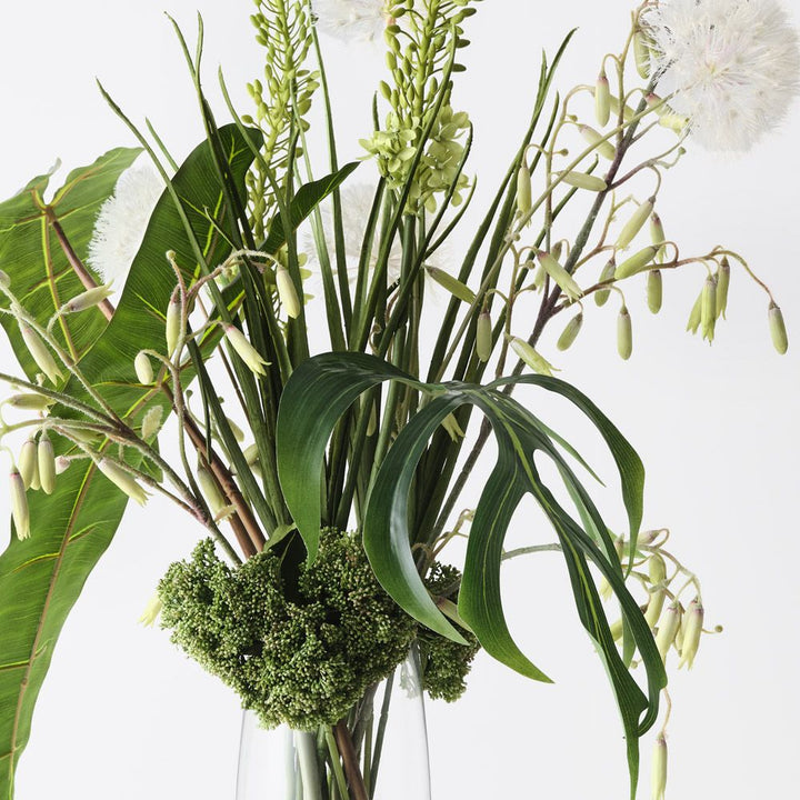 Artificial dandelion and bells arrangement in glass vase 110cm – view 2