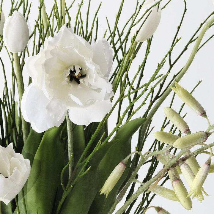 Artificial white tulips in glass vase 69cm – view 2