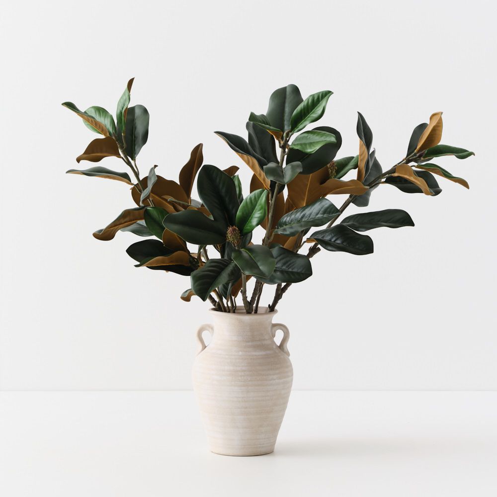 Artificial magnolia leaf arrangement in clay pot 79cm