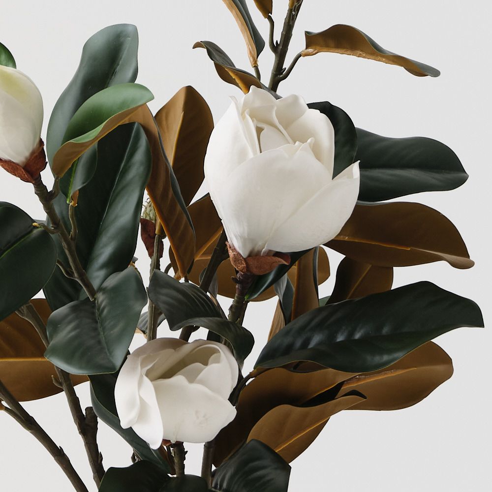 Artificial magnolia arrangement in clay pot 66cm – view 2
