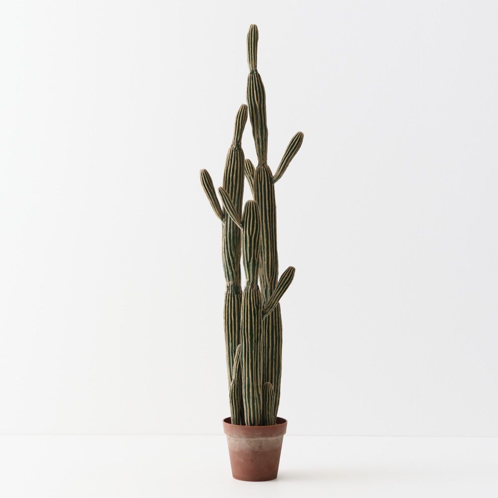 Artificial green and cream column cactus plant 152cm