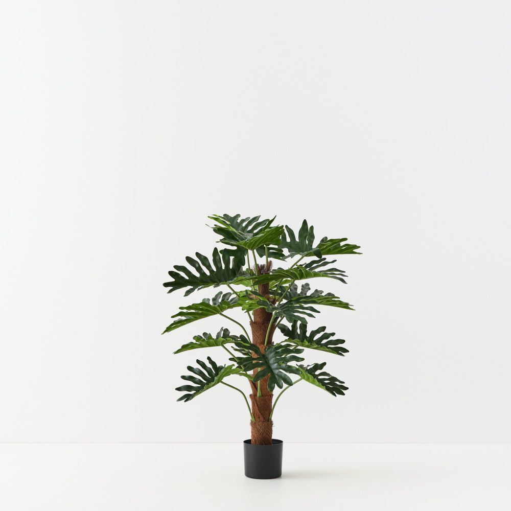 Artificial philodendron selloum on pole 90cm