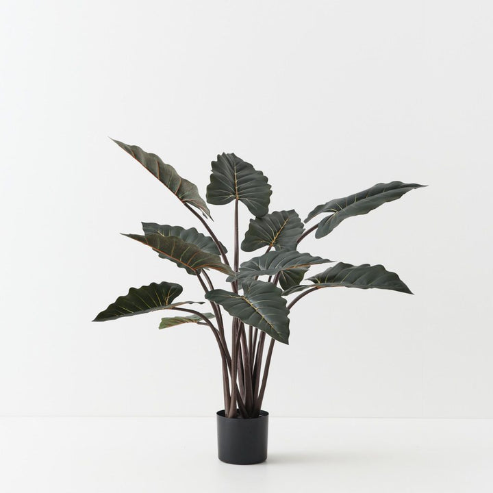 Artificial dark green alocasia plant 110cm