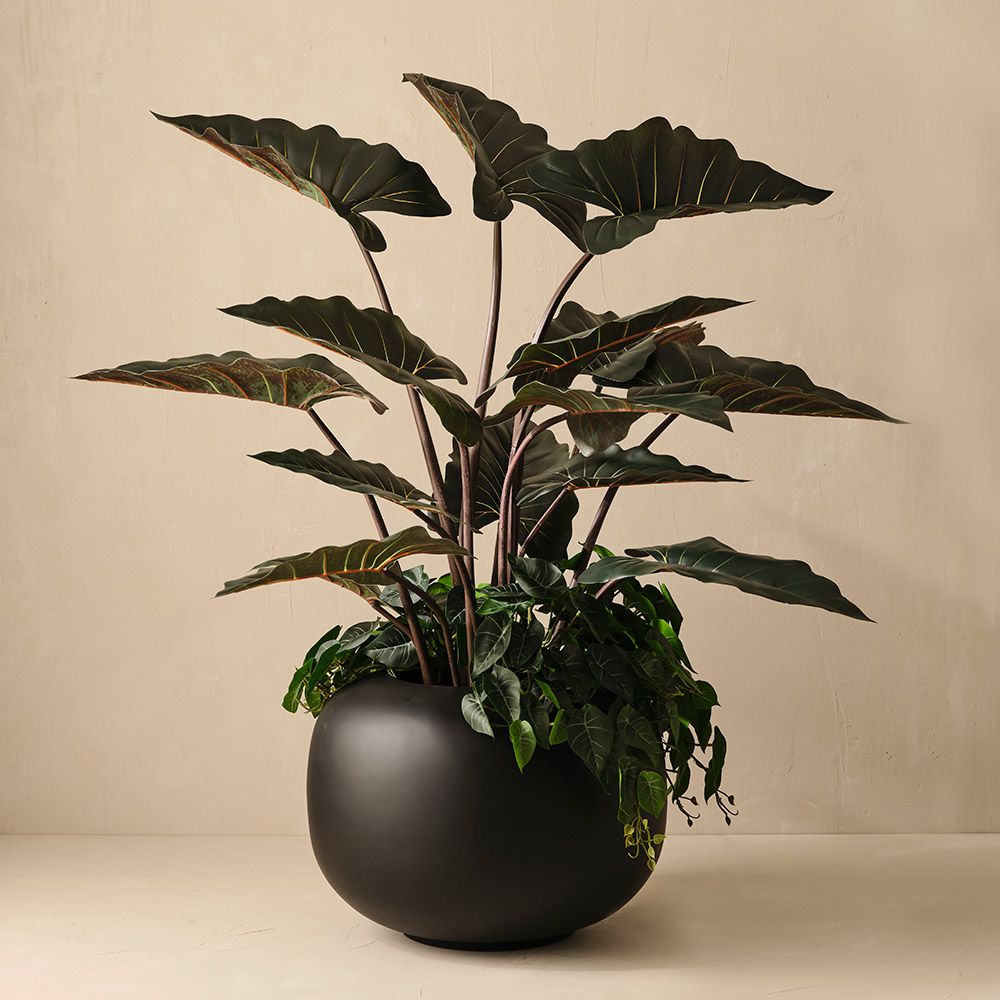 Artificial dark green alocasia plant 140cm – view 3