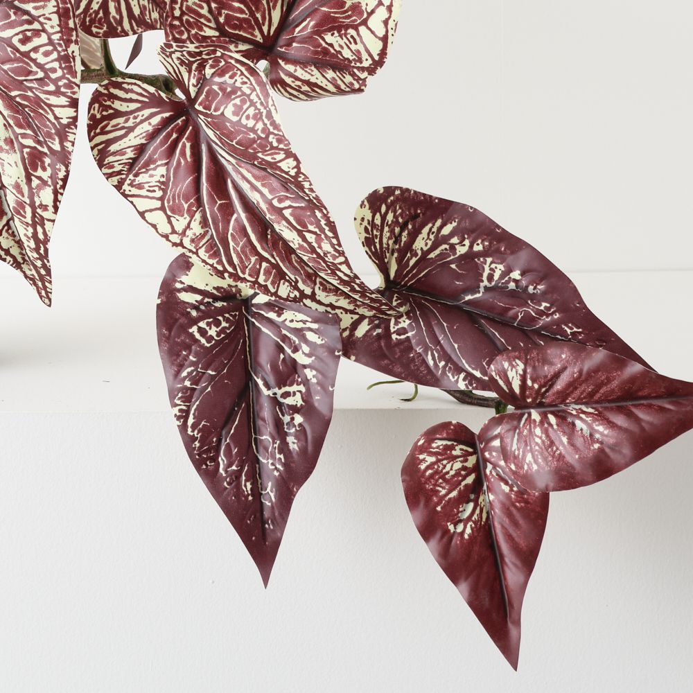 Artificial burgundy caladium plant 40cm – view 2