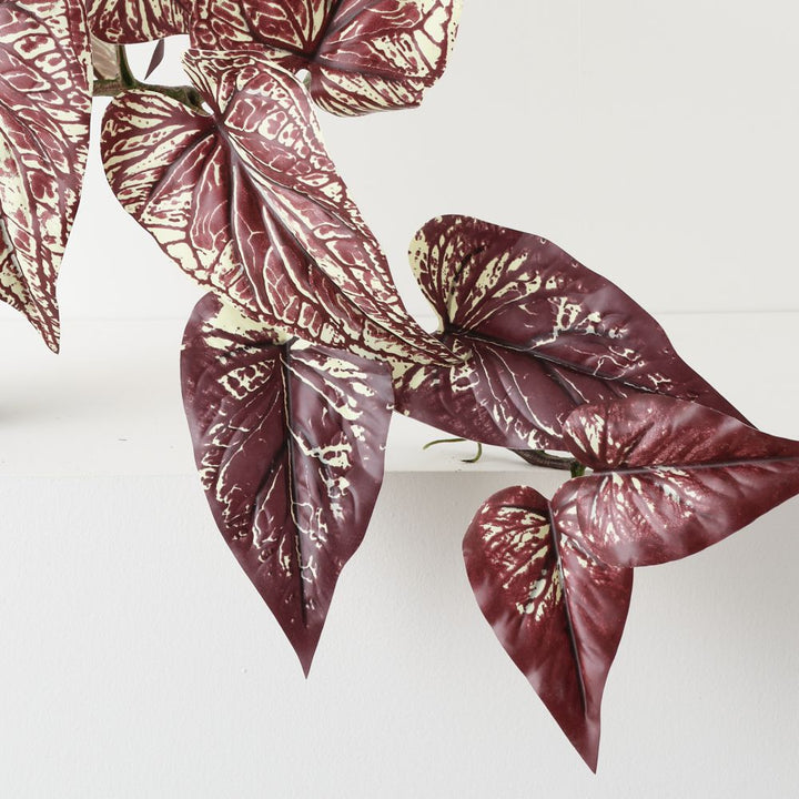 Artificial burgundy caladium plant 40cm – view 2