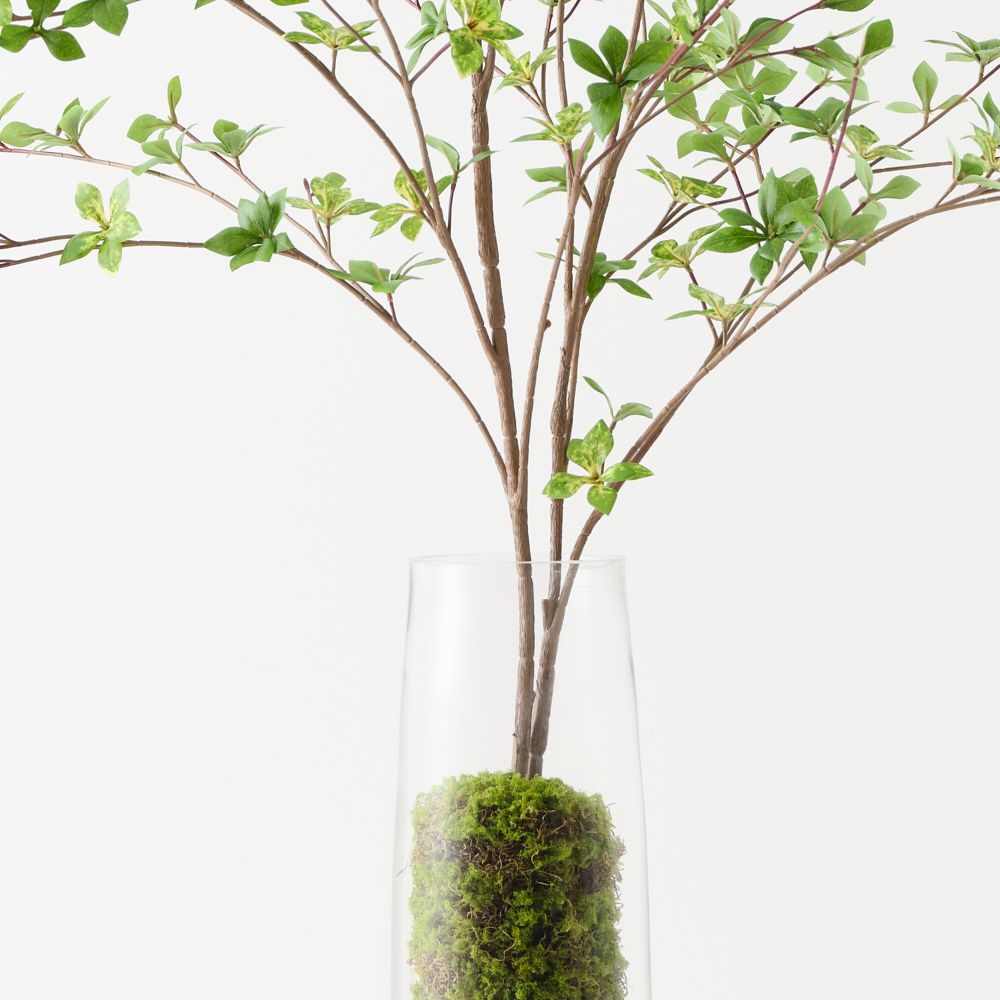Artificial enkianthus branches in tall glass vase 138cm – view 2