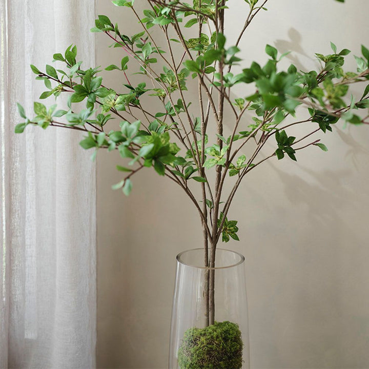 Artificial enkianthus branches in tall glass vase 138cm – view 3