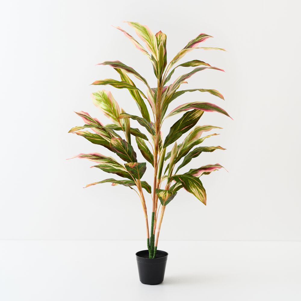 Artificial cordyline plant 112cm, green and pink