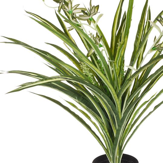 Artificial green and white spider plant in pot 40cm – view 2