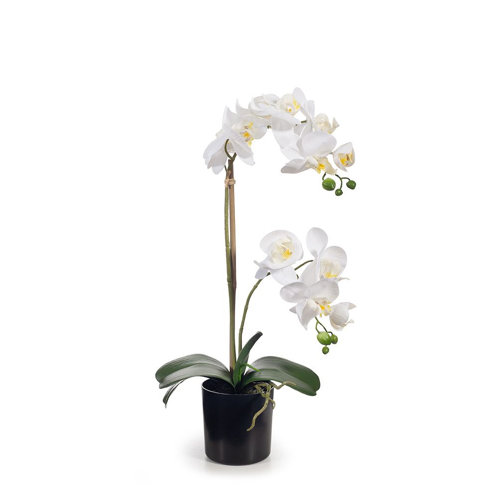 Artificial white phalaenopsis orchid in pot 55cm