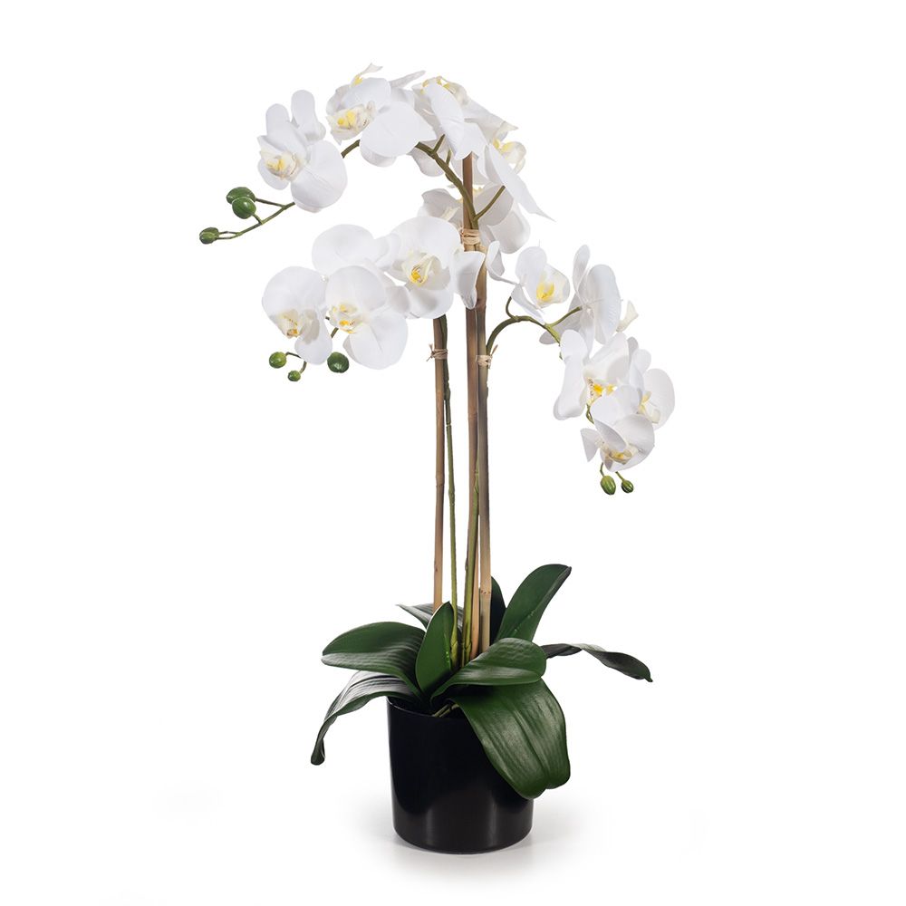 Artificial white phalaenopsis orchid in pot 61cm