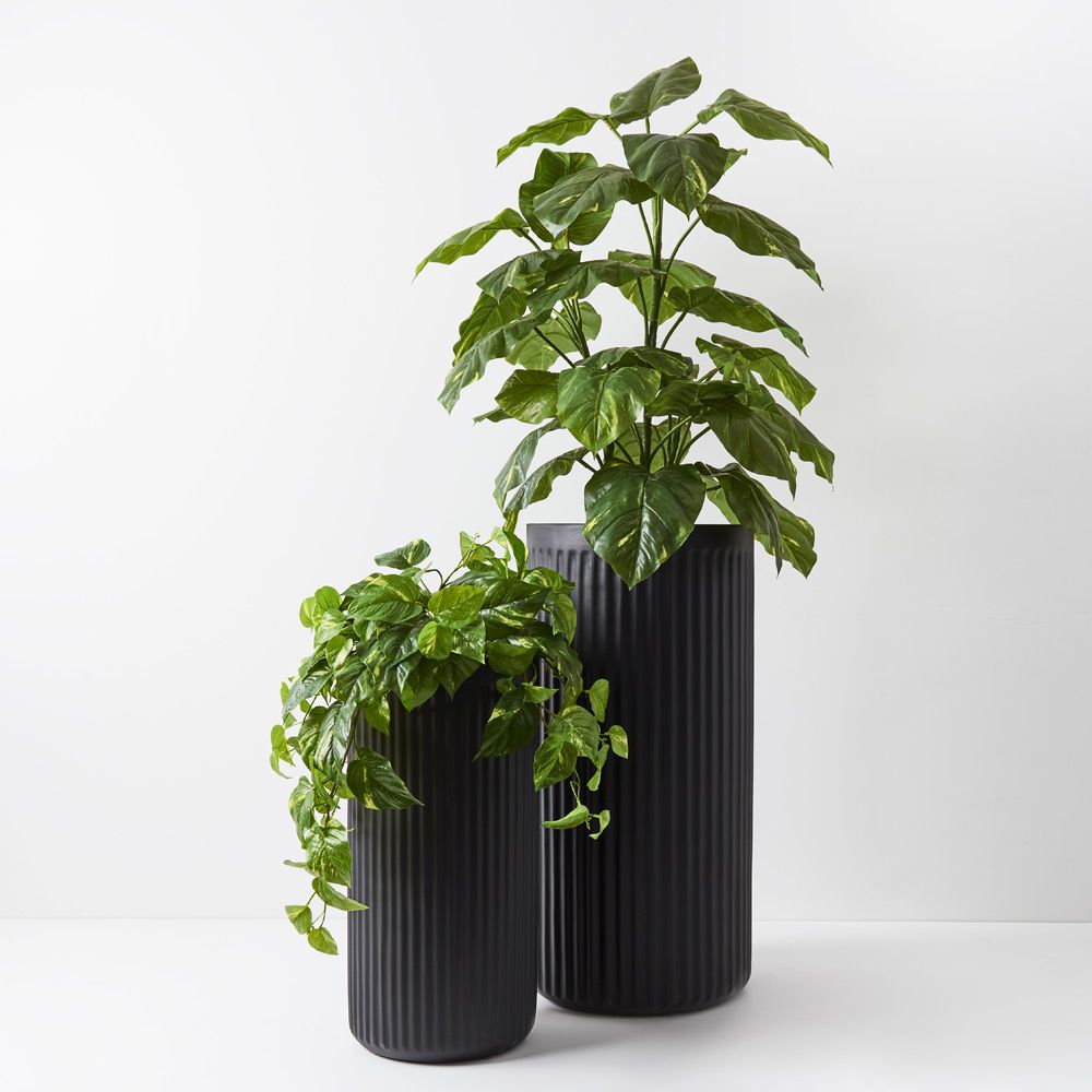 Artificial variegated pothos hanging bush in pot 72cm – view 4