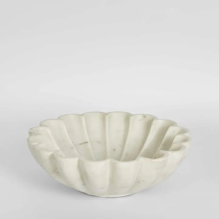 Flora Marble Bowl White Large