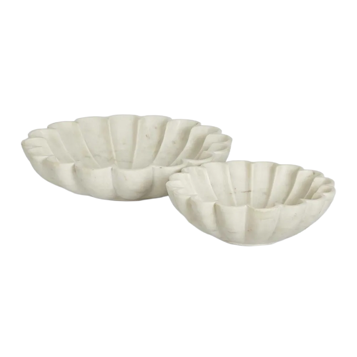 Flora Marble Bowl White Large