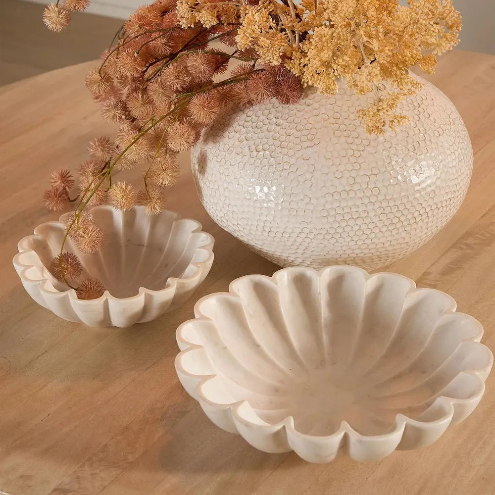 Flora Marble Bowl White Medium