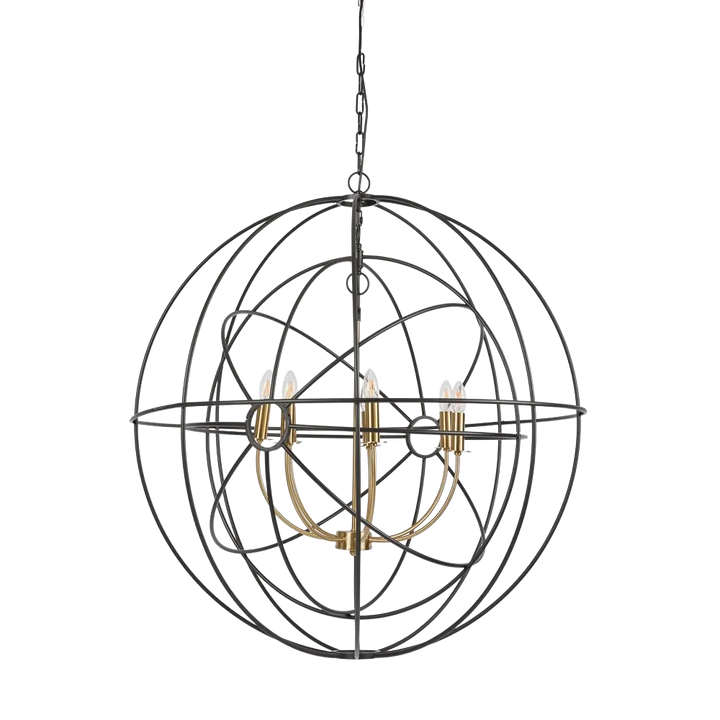 Large Black & Brass Orb Pendant