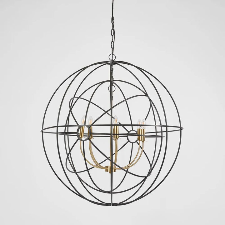 Large Black & Brass Orb Pendant