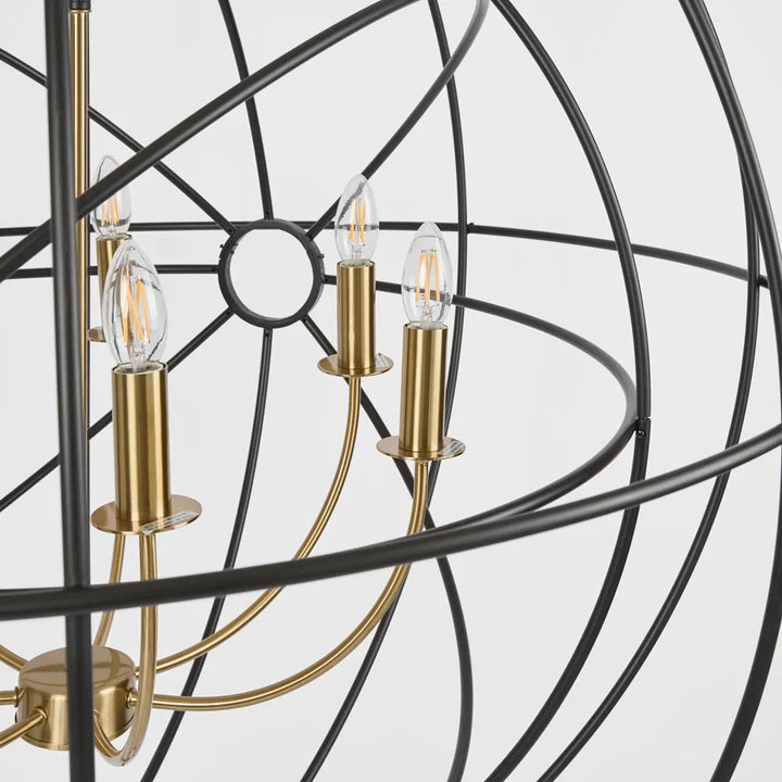 Large Black & Brass Orb Pendant