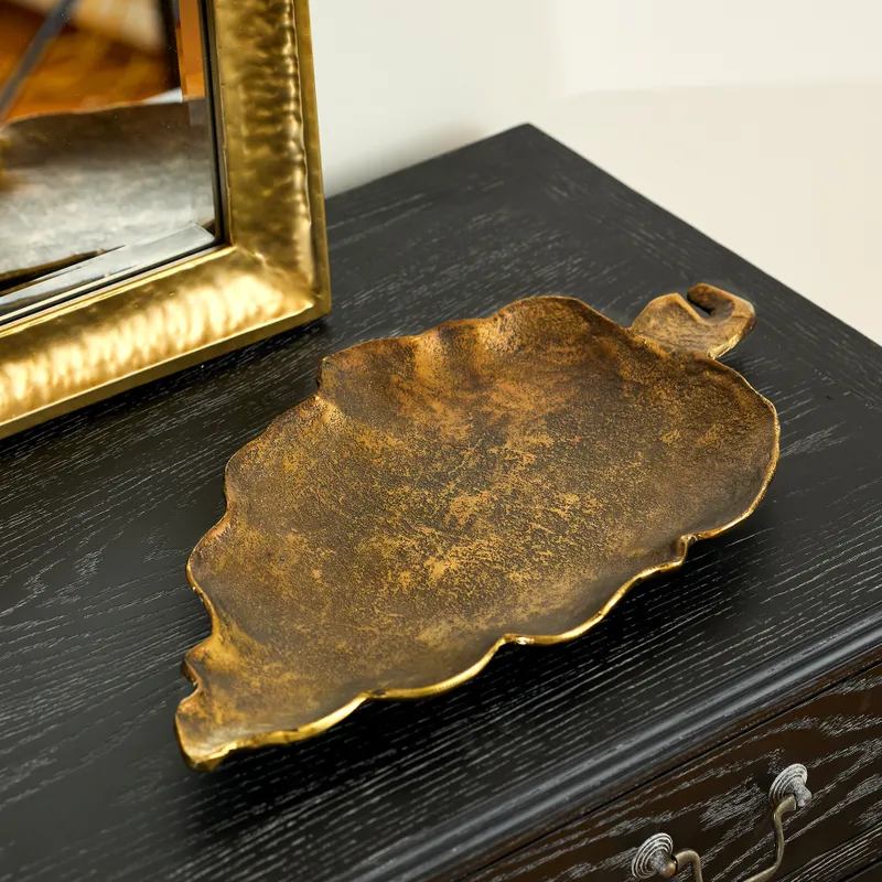 Leaf Plate Aged Gold